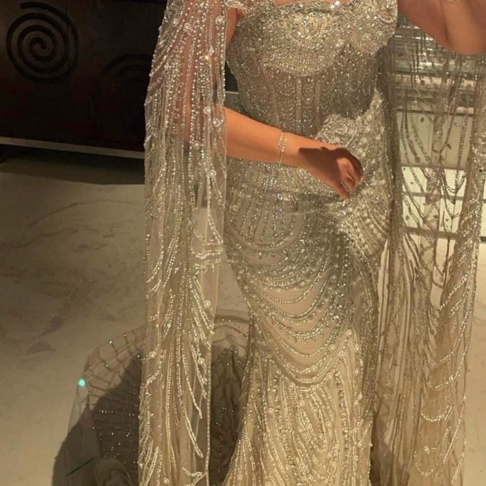 Stunning Beaded Wedding Dress in Silver